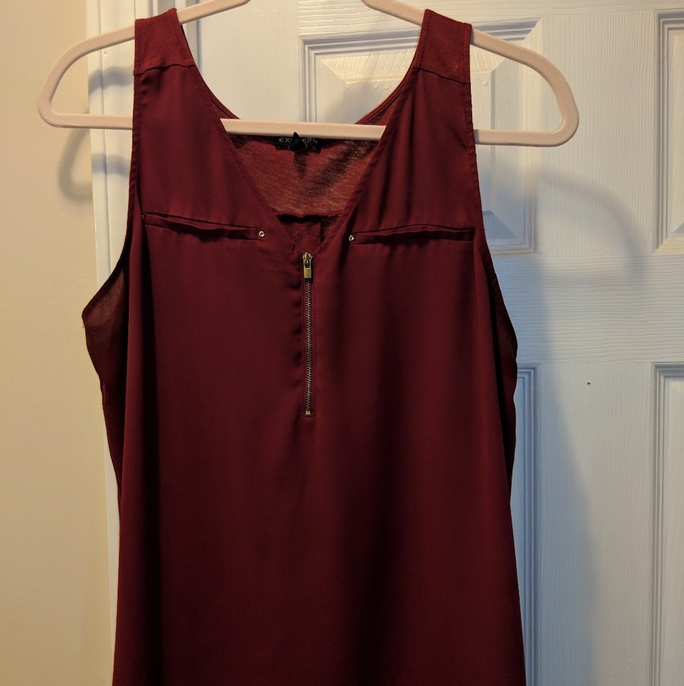 Maroon sleeveless blouse